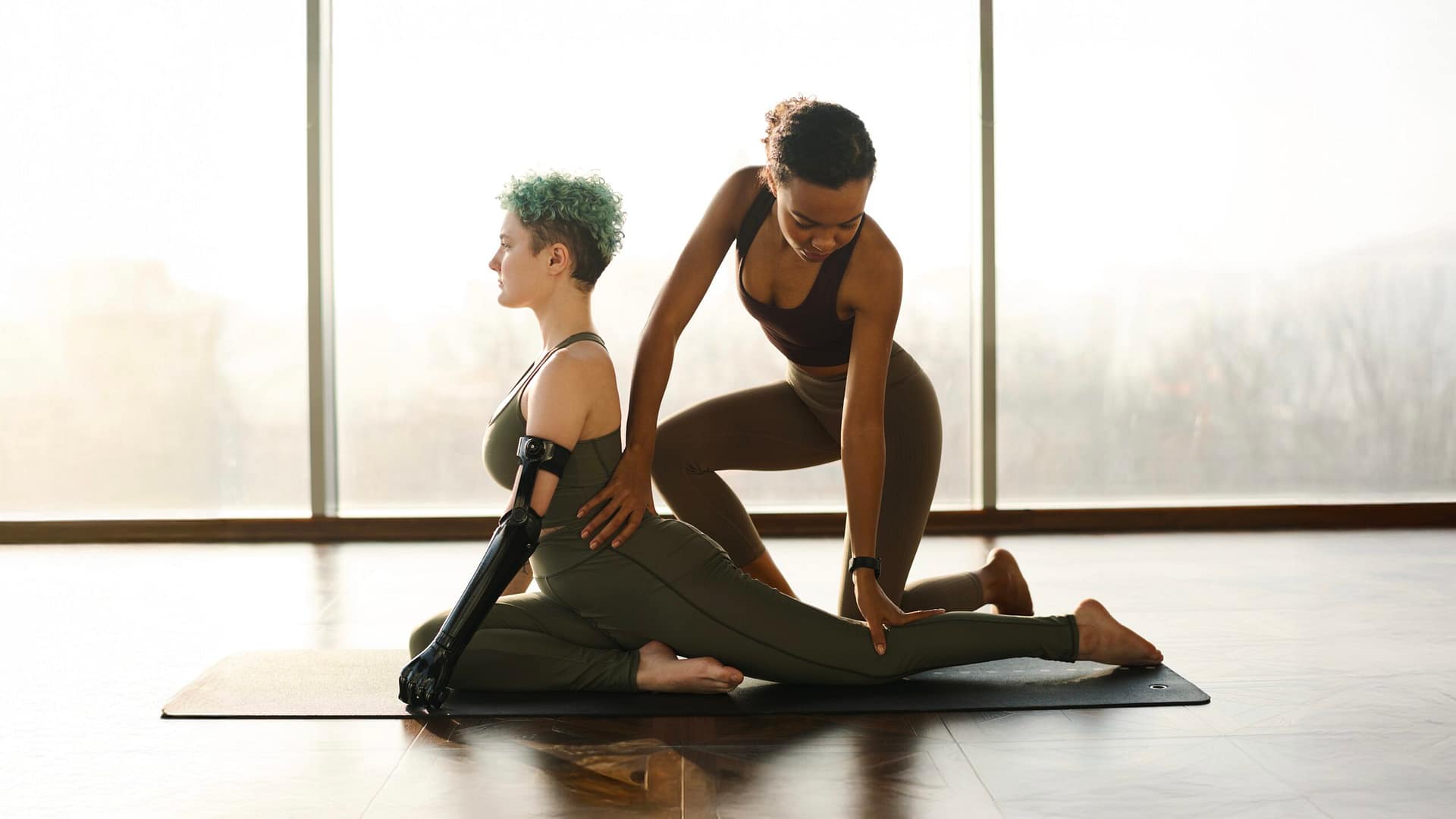 Dynamic Vinyasa flow yoga session.