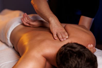 Professional therapeutic massage back treatment.